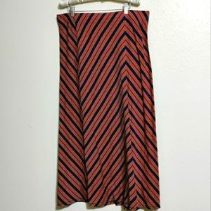 Navy and Salmon Colored Striped Skirt by Sonoma Size Large